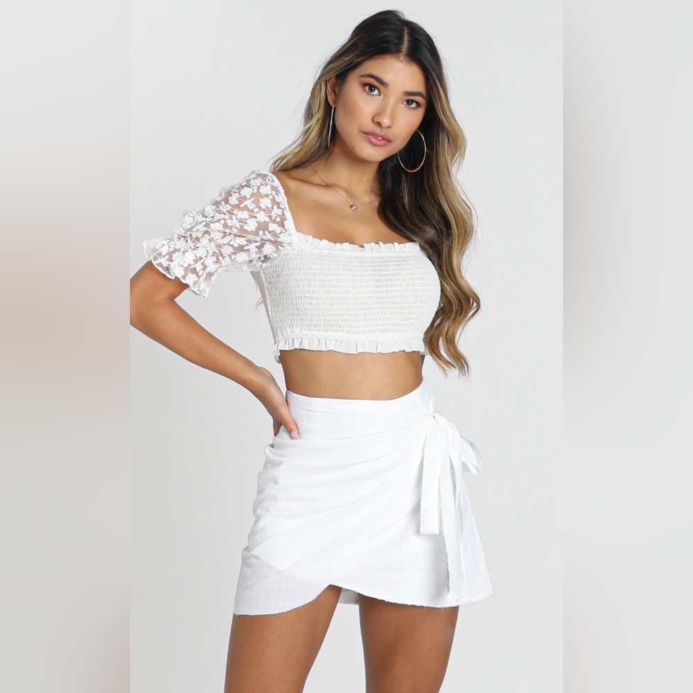 Showpo White linen skirt